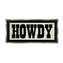 Stupell Industries Vintage Howdy Sign Typography Painting Gray Floater Framed Canvas Art Print Wall Art, 31 x 14