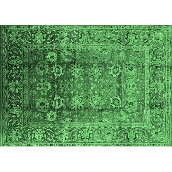 Ahgly Company Indoor Rectangle Oriental Emerald Green Industrial Area Rugs, 8' x 10'