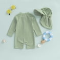 thumbnail image 4 of Baby Swimwear One Piece Striped Zipper Long Sleeve Rash Guard Seersucker Swimsuit Sunsuit for Boys Girls Green 12 Months-18 Months, 4 of 7