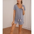thumbnail image 4 of Richie House Pajamas Sets Short Sleeve Sleepwear Womens V-neck PJ Set Night RHW2925-D-L, 4 of 7