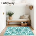 thumbnail image 3 of ODIKA 6x9 Machine Washable Non-Slip Area Rug, Floral Damask with Turquoise Vine Tracery Accent Motifs High Traffic Rug, Teal, 596665, 3 of 7