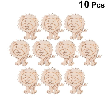 HOMEMAXS  10 Pcs Lion Shaped Wood Slice Unfinished Ornaments Paintable Child