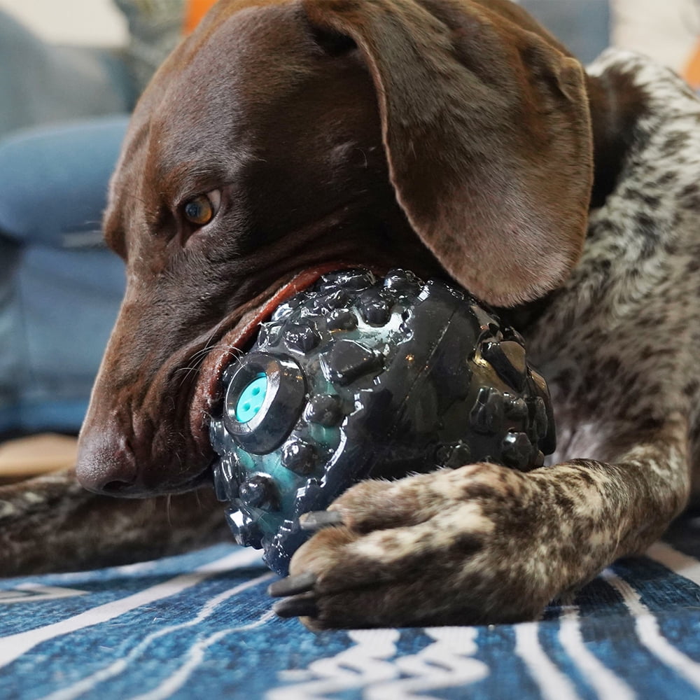 Goaxuzt Dog Toy Ball For Aggressive Chewers Giggle Chew Interactive Fetch Ball With Squeaker For Medium Large Dogs, Blue