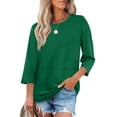 thumbnail image 2 of WIHOLL Womens Tunic Tops 3/4 Length Sleeve Blouses for Spring Summer Business Casual Side Slit Crewneck Outfits, 2 of 10