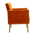 thumbnail image 4 of Modern Velvet Accent Chair, Leisure Single Sofa Chair with Metal Legs, Upholstered Tufted Armchair for Living Room Home Office, Orange, 4 of 7