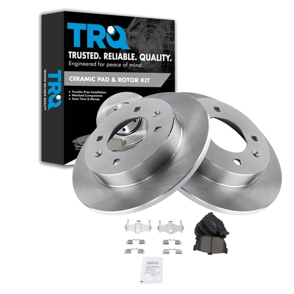 TRQ Rear Ceramic Brake Pad and Rotor Set Fits 1997-2006 Hyundai Elantra 1997-2001 Hyundai Tiburon