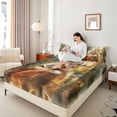 thumbnail image 4 of Homewish 3D Rustic Deer Bed Sheets for Men, Jungle Wildlife Moose King Sheets, Western Lake House Sheet Set, Ultra Soft Bedroom Decor, 4pcs, 4 of 7