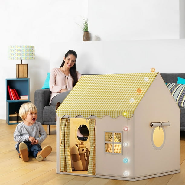Tienda De Juegos Infantil Dúplex De 120×105×128 Cm – Cabaña De Interior Con Estructura Metálica Y Poliéster, Gran Espacio Para Niños Y Niñas