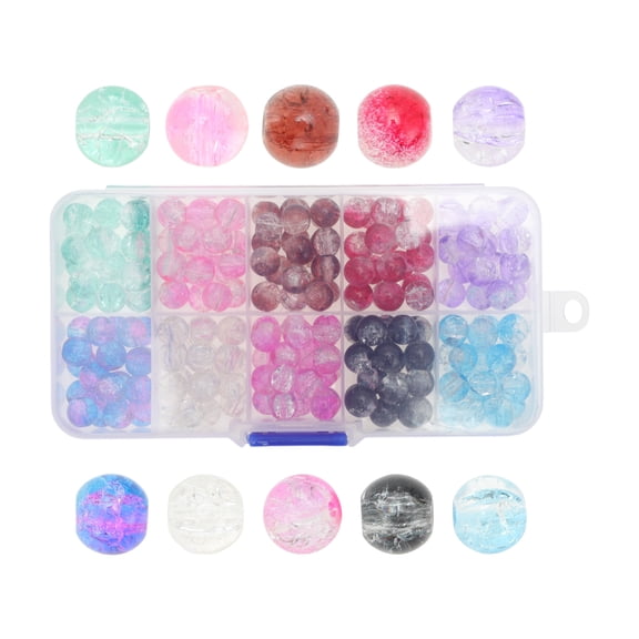 Unique Bargains 200 Pcs 8mm Round Glass Beads for Jewelry Making Assorted Colors