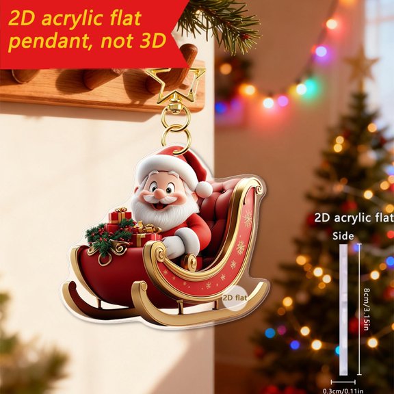 Weekly Deal karymi Santa Claus Sled 2D Acrylic Keychain Car Backpack Pendant Christmas Holiday Decorations Festive Gift Idea Christmas Decorations Indoor up to 70% off up to 90% off