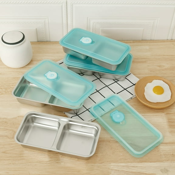 Stainless Steel Double Compartment Snack Container Kit Portable Leak Proof Grab and Go Snack Container Set for Outside Picnic