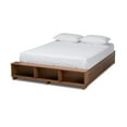 thumbnail image 2 of Baxton Studio Arthur Modern Rustic Ash Walnut Brown Finished Wood King Size Platform Bed with Built-In Shelves, 2 of 11