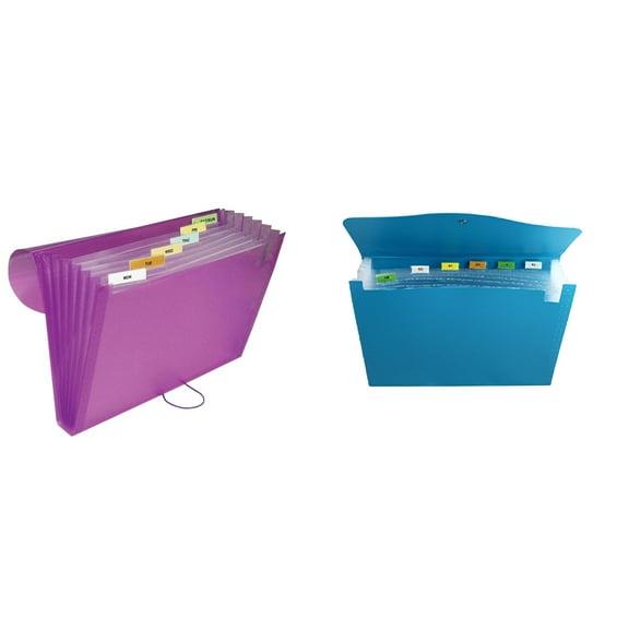 Dependable Industries Value 2 Pack 7-Pocket 6 Tab Expanding File Folder,  13 Inch x 9" Letter Size