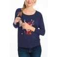 thumbnail image 3 of DYMADE Women Christmas Print Nursing Round Neck Loose Long Sleeve Breastfeeding Top, 3 of 4