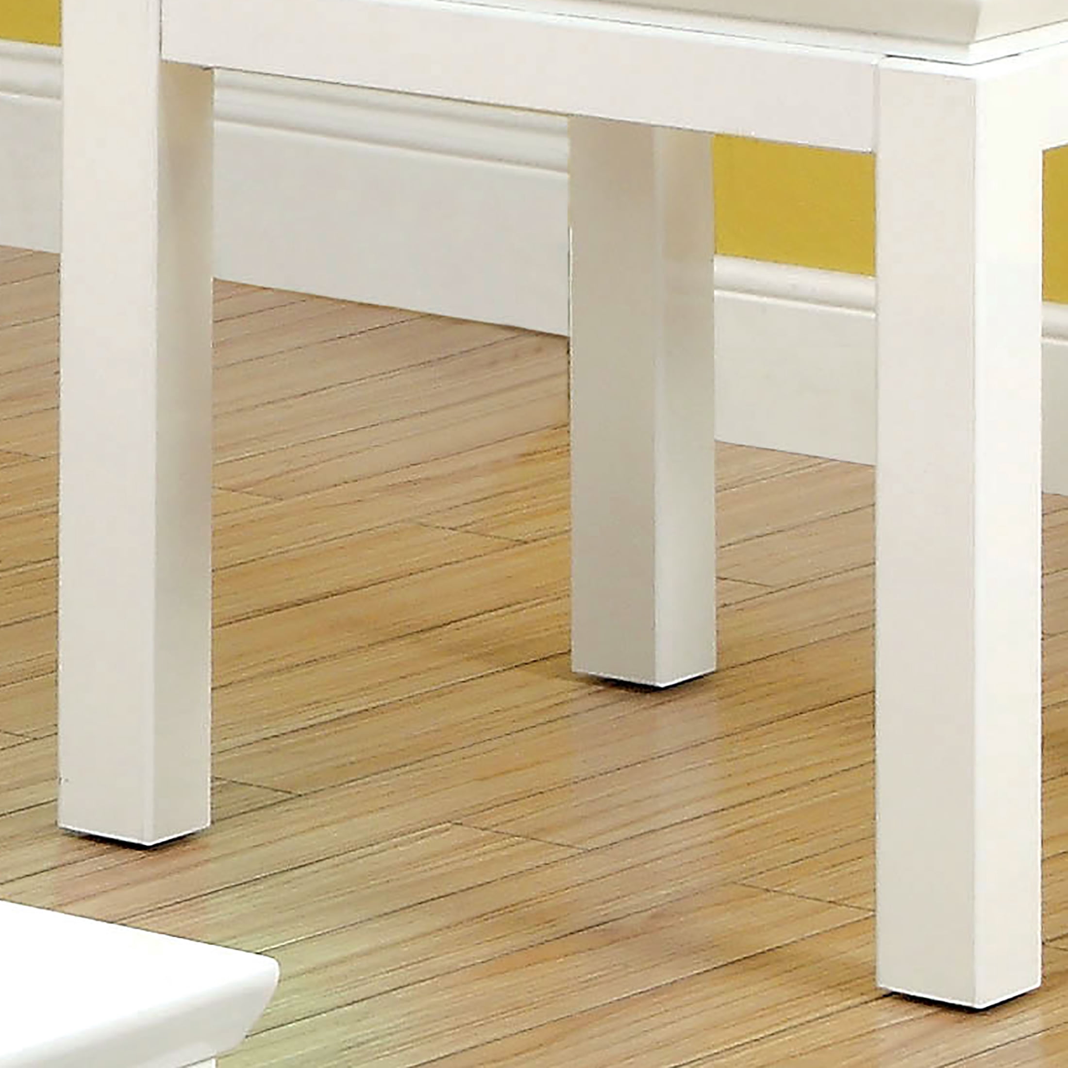 Furniture of America Lalia Glass Top End Table, White