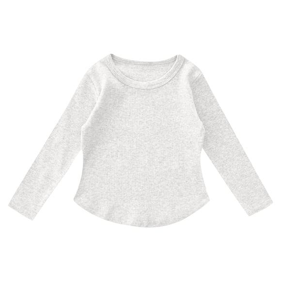 LUOGENLI T Shirt for Girls Girls Long Sleeve Shirts Kids Arc Hem Side Slit Soft Tc Tops T Shirts White Maxi Tops White 7-8 Years
