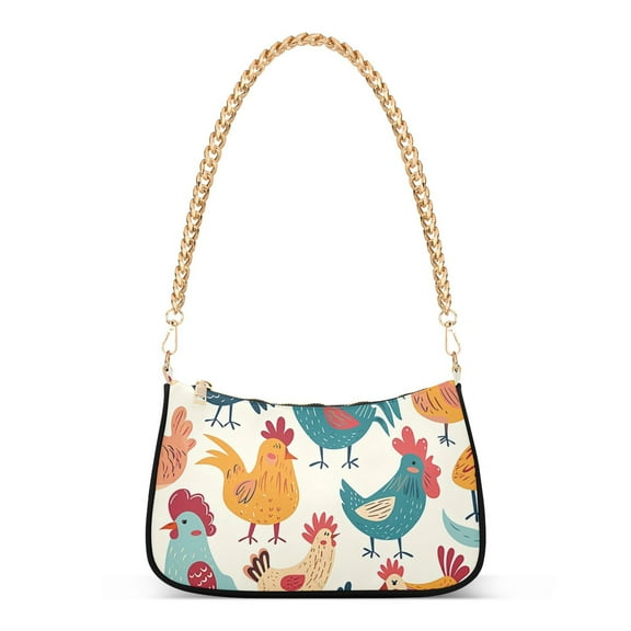 Chickens ColorfulWomen Small Shoulder Bag Crossbody Tote Hobo Bags Purse Clutch Handbags with Chain Strap for Women