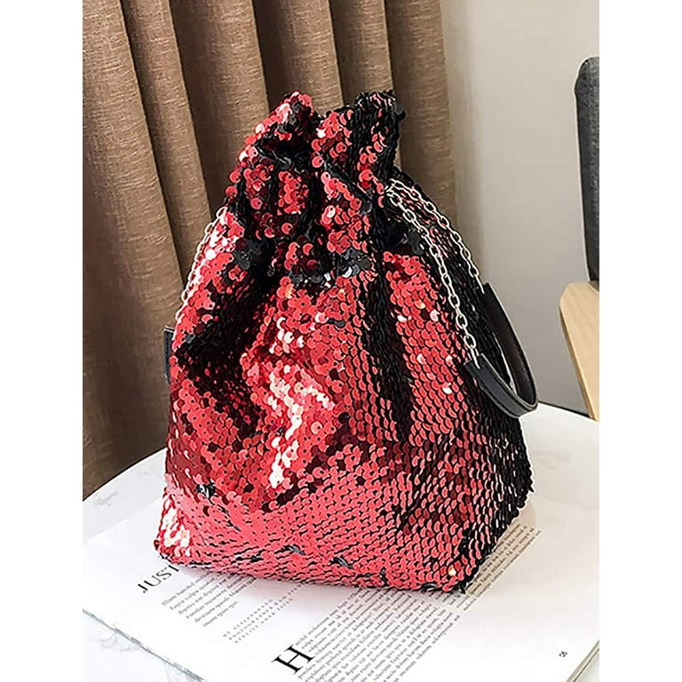 Drawstring sequin outlet bag