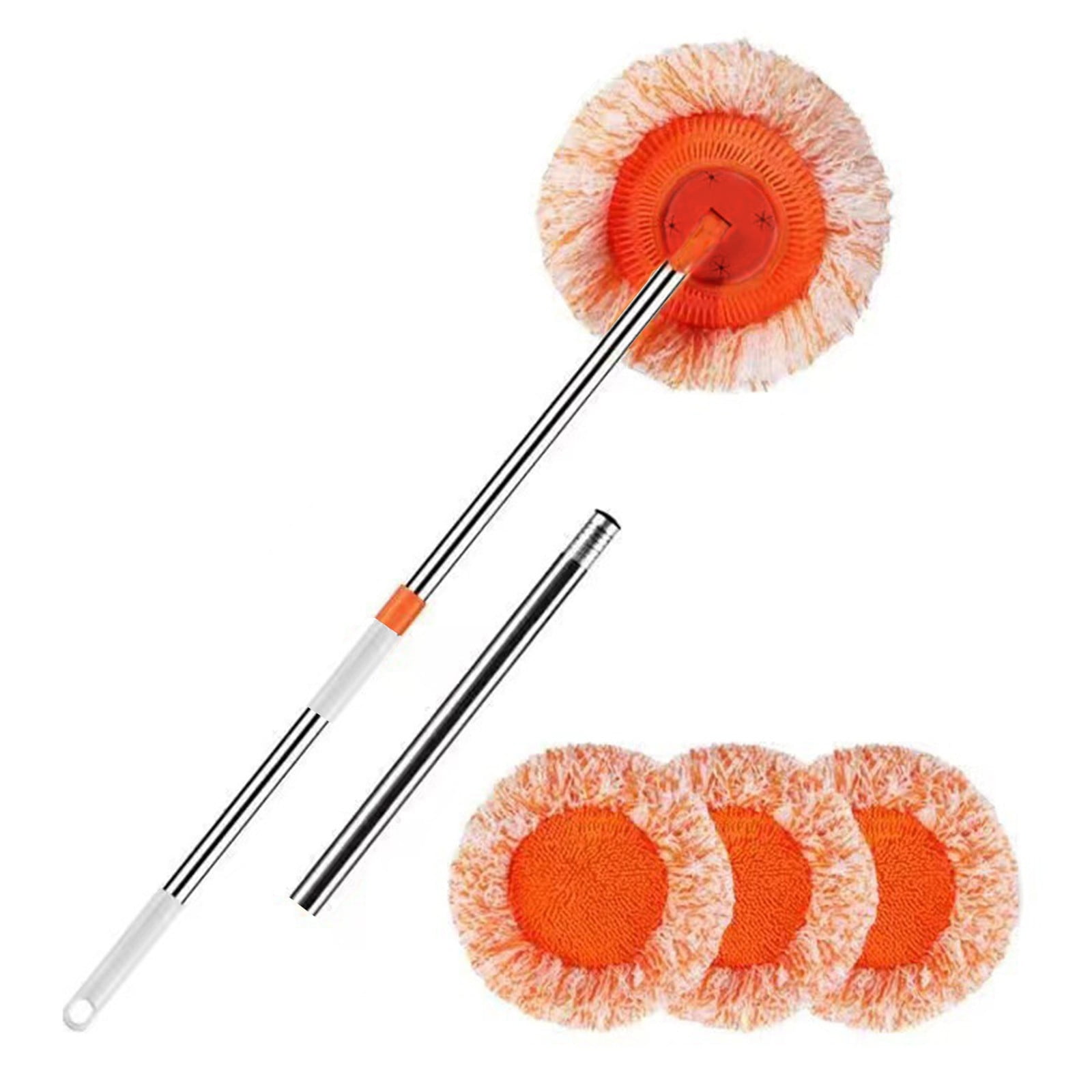 Sunflower Mop 180-Degree Rotating Wall & Ceiling Mop Thick Soft Absorbent Cloth Head Adjustable Tension Buckles Hanging Hole for Drainage & Storage