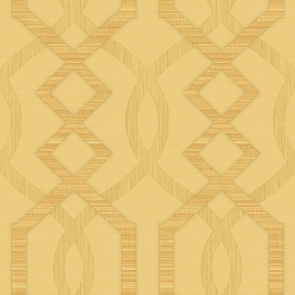 Abstract Gold, Yellow Trellis Wallpaper Roll