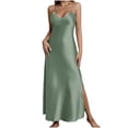 thumbnail image 3 of Bovxnpu Women's Nightgown Sleeveless Sleepshirt Long Maxi Pajama Dress Nightshirt V-Neck Sleeveless Split Hem Summer Casual Sleepwear, 3 of 9