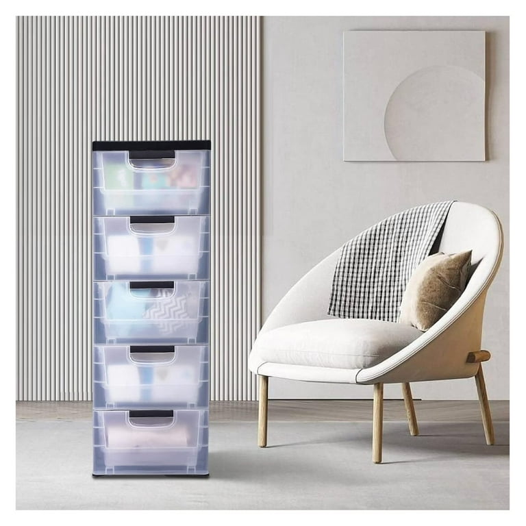 Plastic Drawer 5 layer Closet Storage Baby Clothes Organizer Plastic Dresser with Drawers Transparent Dresser Clothes Drawer Small Kids Dressers for Bedroom Clothes Playroom Furniture Toys Walmart