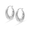 thumbnail image 5 of LeCalla 925 Sterling Silver Light-Weight Hypoallergenic Diamond-Cut Textured Click Top Round Hoop Earrings for Women and Teen 26MM, 5 of 9