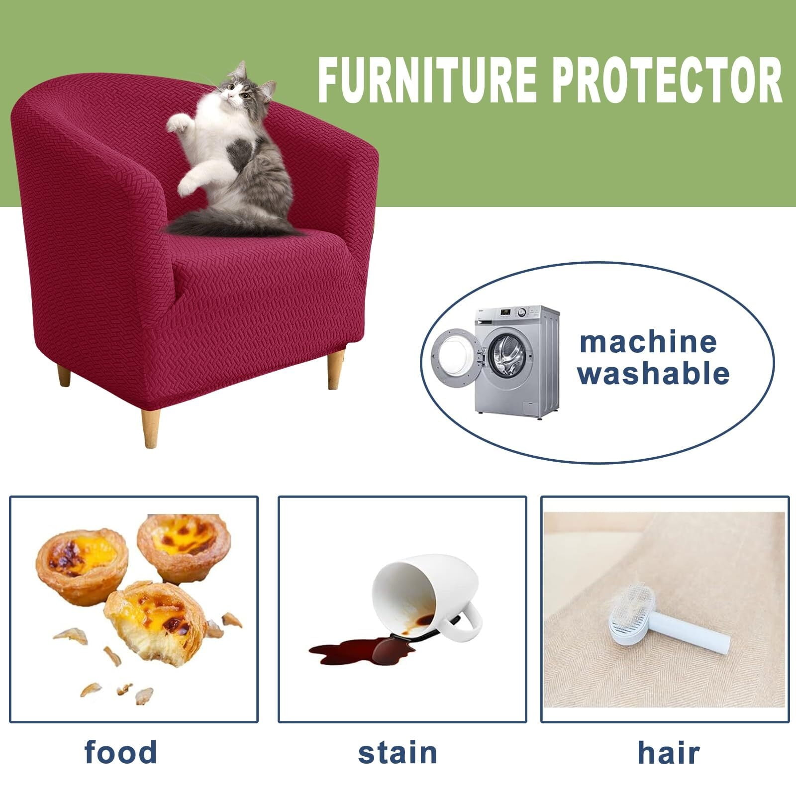 LKJYER Club Chair Slipcover Jacquard Barrel Chair Covers Stretch Tub Chair Slipcovers Soft Armchair Sofa Covers Removable Couch Cover Protector for Living Room Hotel Restaurant