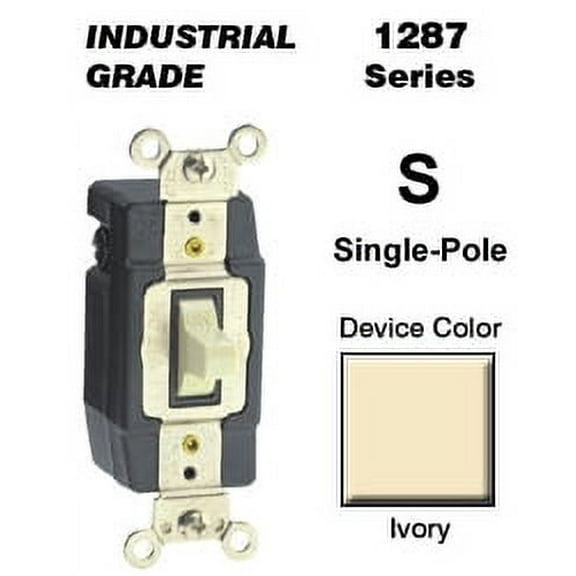 Leviton Ivory Single Pole Double Throw Maintained Toggle Switch Back and Side Wired 30A 1287-I