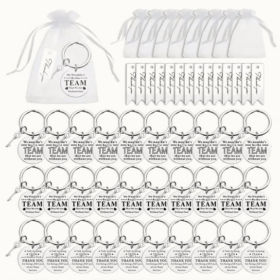 30Set Employee Appreciation Keychain Gift Set, Stainless Steel Thank You Keychains with Inspirational Quotes, Organza Bags& Thank You Cards, Bulk Team Gifts for Staff, Coworkers, Employee Recognition