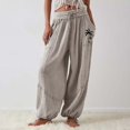 thumbnail image 4 of Tittly Palazzo Pants Lounge Pants Women Linen Summer Pants Women Trendy Casual High Waist Drawstring Loose Fit Lightweight Long Palazzo Gauze Pants Pants for Women Trendy Comfy Pants Women Grey XL, 4 of 8