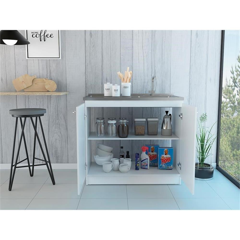 Home Square 2-Piece Set with Kitchen Island & Utility Sink with Cabinet