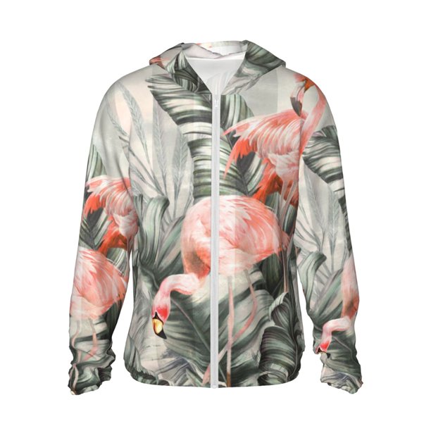 Balery Tropical With Flamingos Sudadera ligera de manga larga con capucha y protección solar UPF 50+ para hombre y mujer, ideal para pesca y running-Medium