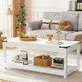 thumbnail image 2 of Homieasy 43.3” Farmhouse Wood Coffee Table with Storage Shelf, Modern Center Table for Living Room,White, 2 of 8