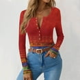 thumbnail image 5 of Women's Ribbed Knit Henley Shirts Stretch V Neck Fitted Long Sleeve Button Down Tunic Fall Tops, 5 of 6