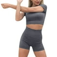 thumbnail image 2 of PEASKJP Women's Shorts Tummy Control Soft Stretch Cycling Shorts Yoga Active Shorts Grey L, 2 of 5
