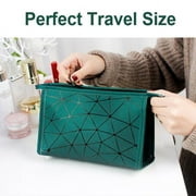 AUTOVISUM Makeup Cosmetic Bag, Zipper Organizer Bags, Waterproof PU Leather, Portable Lightweitht, Ever Green