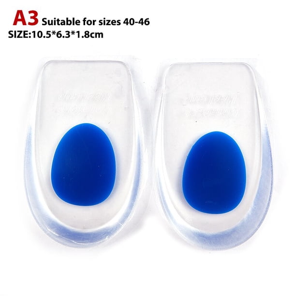 par de plantillas de cojín de Gel de silicona para zapatos, para espolones de talón, cojín para el dolor, masajeador de pies, cuidado de la plantilla de medio talón, aumento de altura Gao Jinjia LED