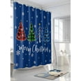 thumbnail image 5 of Navy Blue Christmas Waterproof Fabric Shower Curtain, Xmas Tree Winter Snowflake Shower Curtain for Bathroom Curtains Bathtubs Hotel Washable Shower Curtains with 12 Hooks Stall 48x72in, 5 of 6