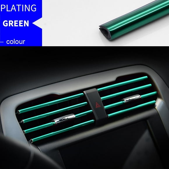 Tiras de salida de salida de coche en forma de U - PVC cromado de 20 cm, pack de 10 para decoración de la rejilla del aire acondicionado (rojo, azul, morado, dorado, verde, multicolor)