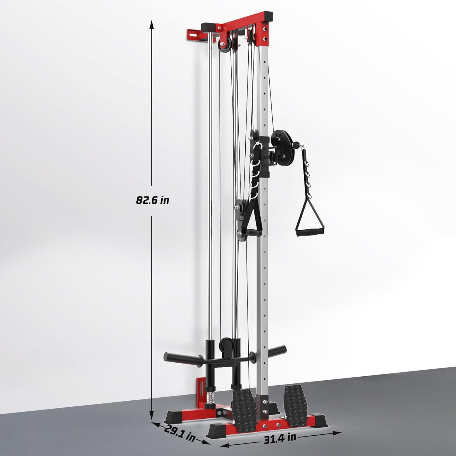 LAT Pulldown Machine, LAT Cable Machine with High and Low Pulley Station, Row Cable Machine Home Gym with Leg Support, Tricep Workout Equipment