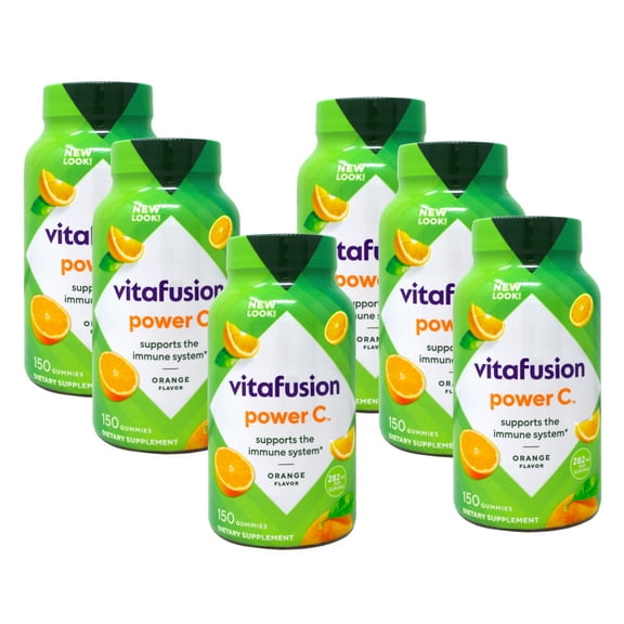 Vitafusion Power C Adult Vitamins Gummy, Immune Support, Natural Orange 150 ea (Pack of 6)