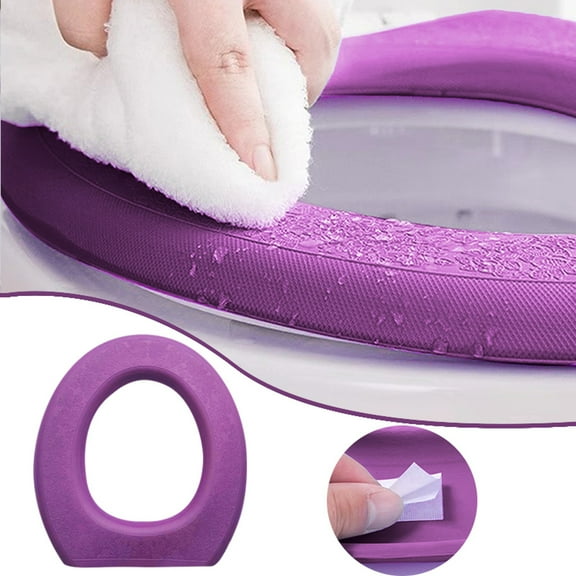 Purple Eva Thickened Toilet Seat Pad Self-Adhesive Warm Washable Toilet Seat Cover For Household Bathroom Use(1Pcs-41cm)
