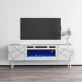 thumbnail image 3 of London WH-EF Fireplace TV Stand for TVs up to 70", Modern High Gloss 63" Entertainment Center, Electric Fireplace TV Media Console with Storage Cabinets, 3 of 8