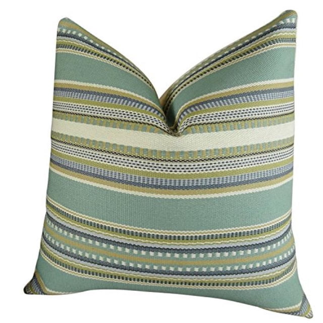 Plutus Chic Coussin à Rayures Aloe Fait Main, (Double Face 20 Pouces x 30 Pouces Queen)