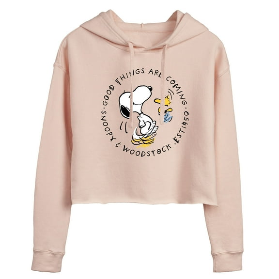 Peanuts - Good Things Are Coming Circle - Juniors Cropped Pullover Hoodie