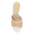 thumbnail image 3 of FSJ Women Open Toe Woven Wide Strap Slide Sandals Slip on High Spool Heel Mules Backless Shopping Daily Dressy Shoes Size 9 White, 3 of 4