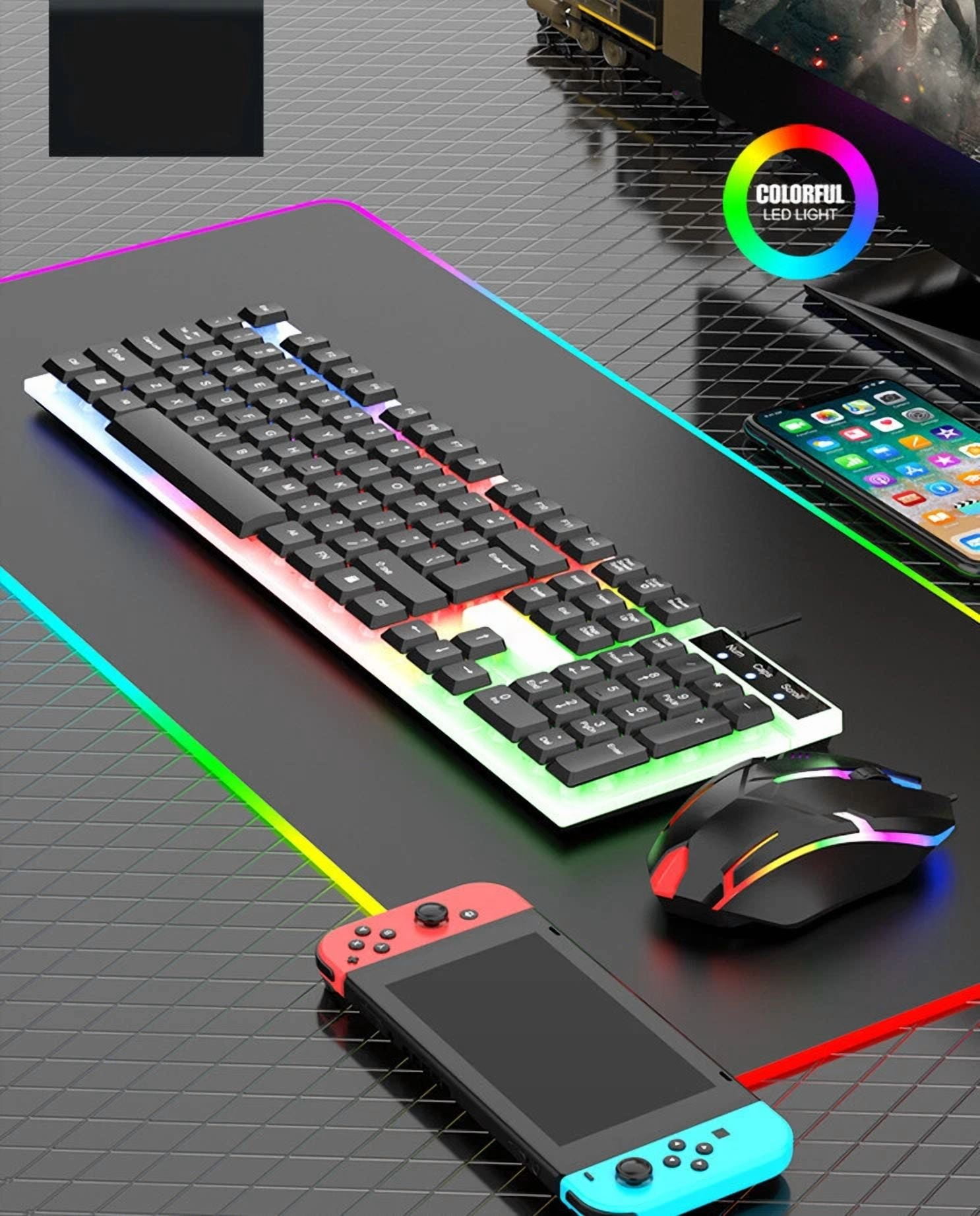RHEA- Gaming Keyboard And Mouse Led Light Backlit Mechanical Feel For Computer Desktop