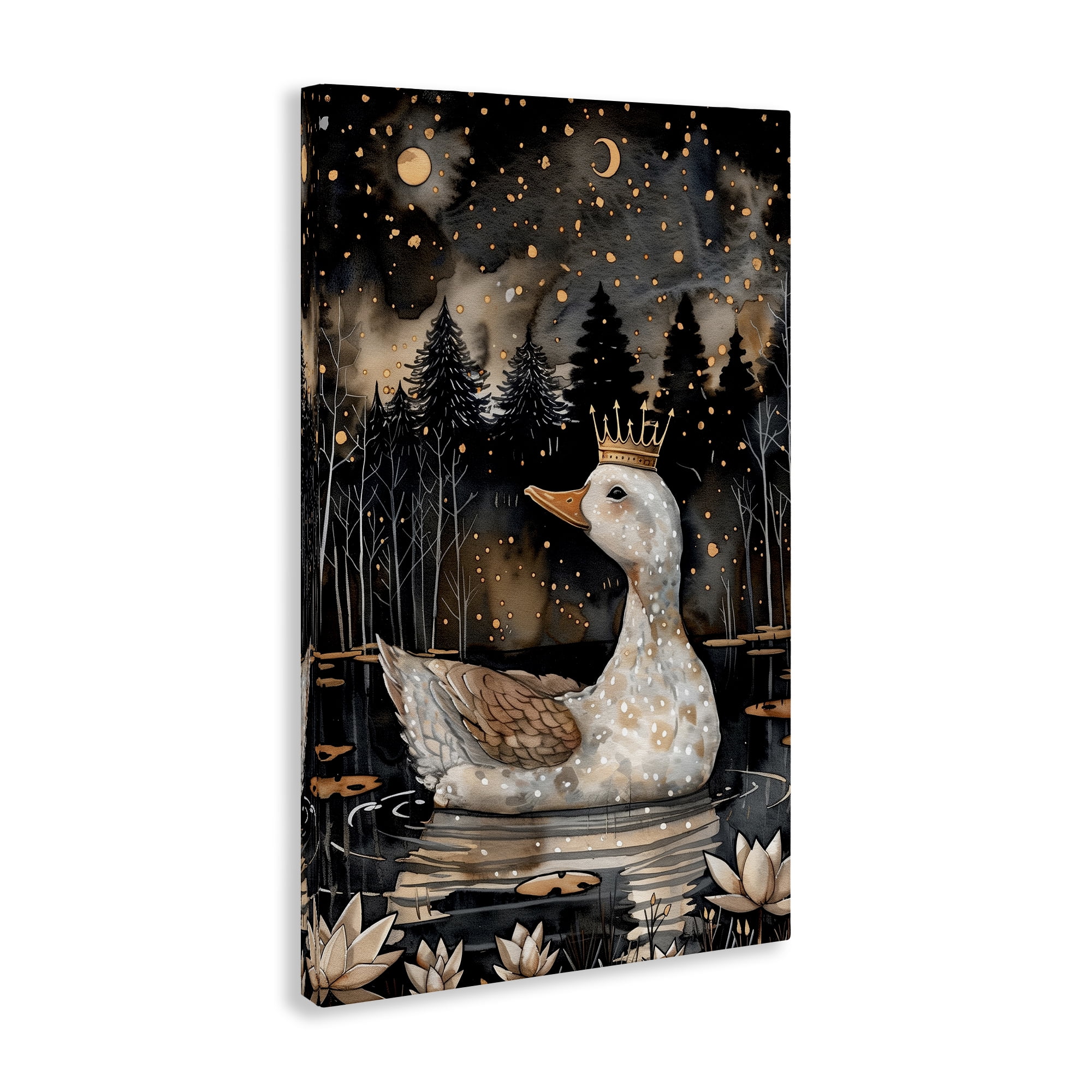 Stupell Industries Regal Duck at Night Animals & Insects Painting Gallery Wrapped Canvas Art Print Wall Art, 16 x 24