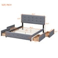 thumbnail image 4 of Queen Size Platform Bed, Wooden Bed Frame with Linen Fabric Upholstered Headboard, 4 Storage Drawers, Modern Platform Bed Frame for Living Room, Bedroom, Guest Room, No Box Spring Needed, Dark Gray, 4 of 9
